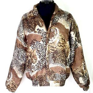 Vintage tiger and leopard silk jacket size L